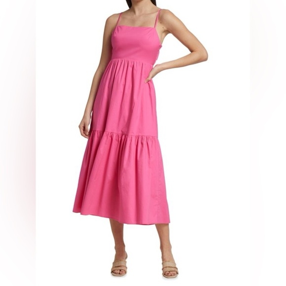 Wayf Ollie tiered open bow back pink midi dress 37542 - Picture 10 of 10
